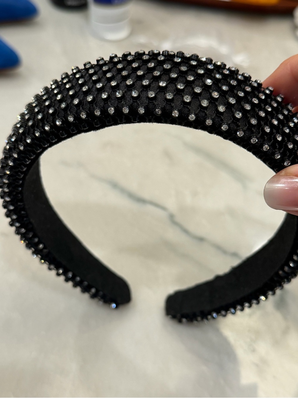 J. Crew NWT Black Crystal Embellished Padded Headband